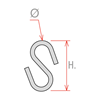 Picture of METAL "S" SHAPED HOOK - H.24 MM