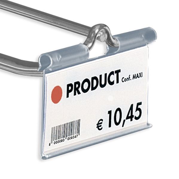 Image sur PORTE-ÉTIQUETTE BASCULANT POUR BROCHES - ENCOCHE DE 11 MM - OUVERTURE AVANT - H.39 mm