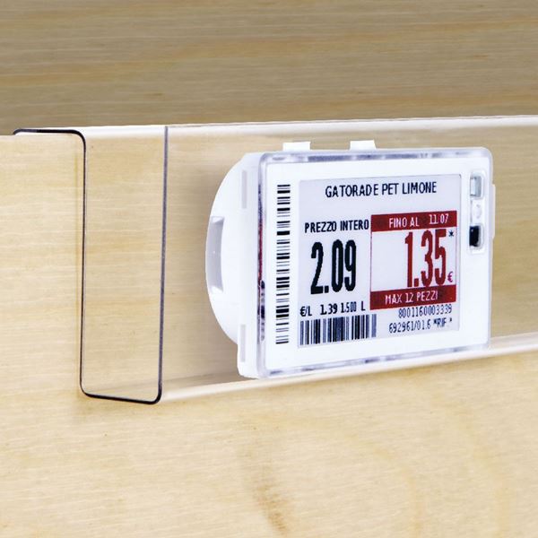 Imagen de PORTAPRECIOS DE PINZA CON PLACA FRONTAL PARA ETIQUETAS ELECTRÓNICAS